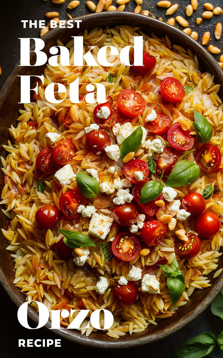 Baked feta recipe, Orzo pasta, Feta cheese dish, Mediterranean pasta, Greek cuisine