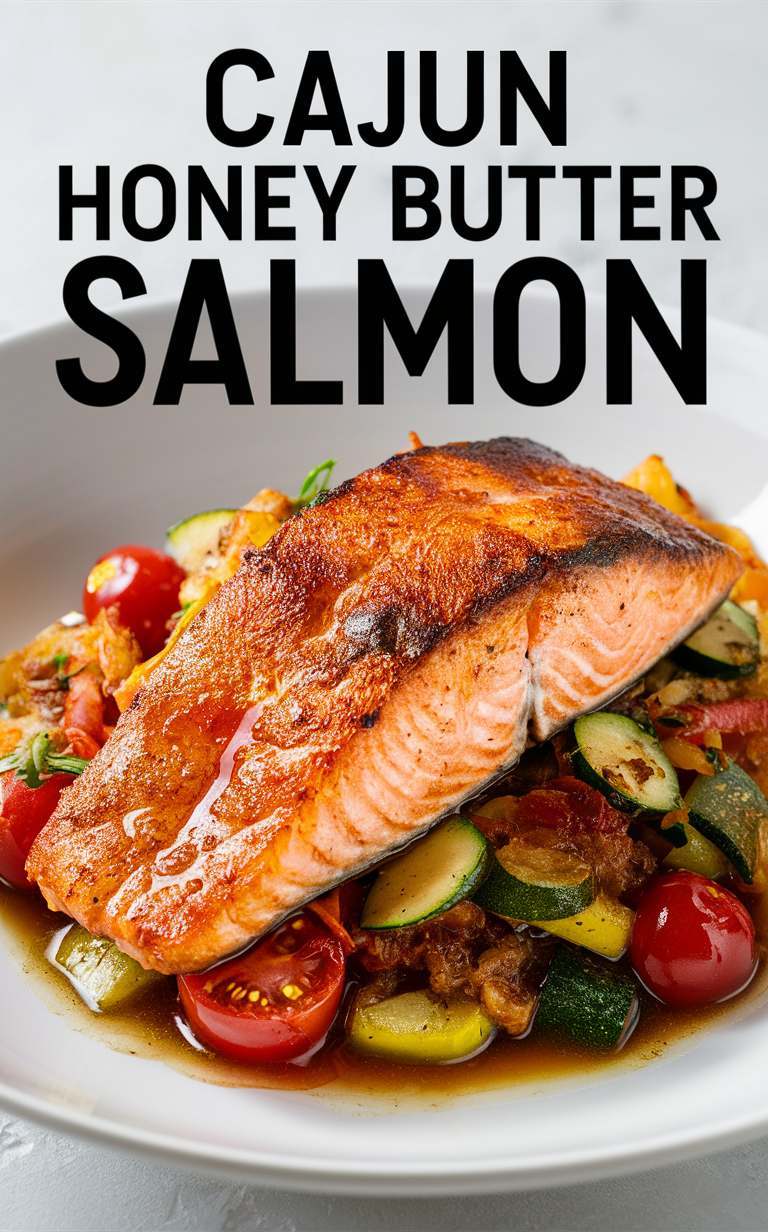 Cajun salmon recipe, honey butter glaze, easy salmon dinner, spicy butter sauce, delicious seafood dish