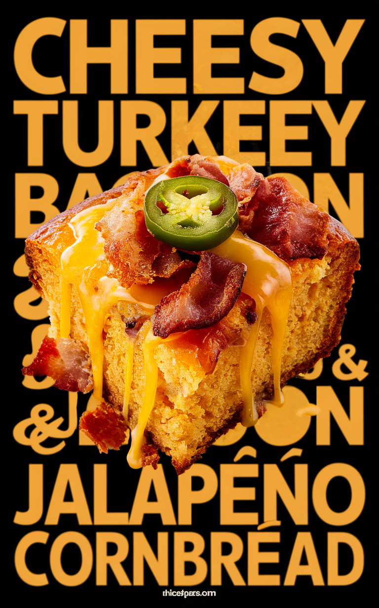 Cheesy cornbread, Turkey bacon, Jalapeño cornbread, Cheesy turkey bacon, Spicy cornbread