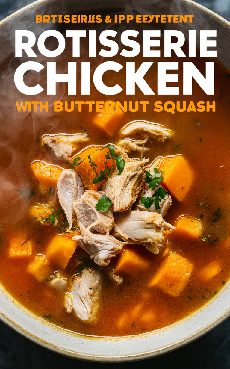 Rotisserie chicken soup, Butternut squash soup, Comforting soup recipe, Fall soup recipe, Homemade chicken soup