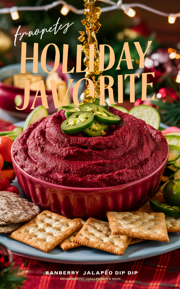 Cranberry dip recipe, Holiday party snacks, Festive appetizer ideas, Jalapeno popper dip, Gourmet holiday dips