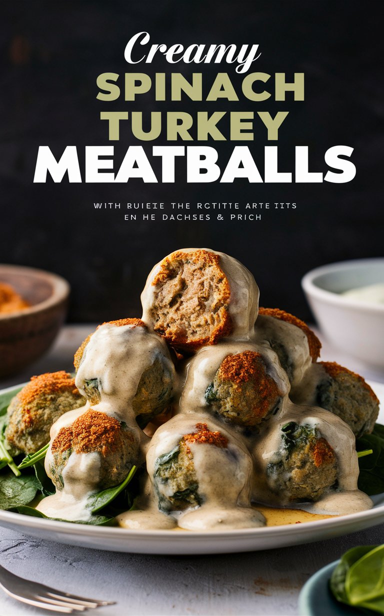 Spinach turkey meatballs, Healthy meatball recipe, Turkey meatball recipe, Spinach and turkey meatballs, Creamy turkey meatballs