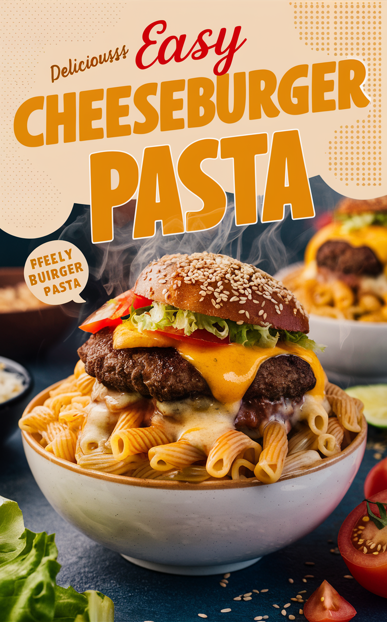 Cheeseburger pasta recipe, Delicious pasta recipe, Homemade cheeseburger pasta, Cheeseburger pasta dish, Cheesy pasta with ground beef