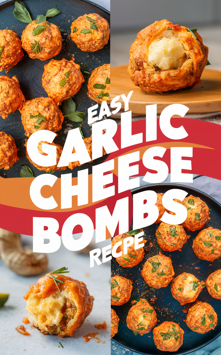 Garlic cheese bombs, Easy appetizer recipe, Cheesy garlic bread, Baked cheese bites, Homemade garlic rolls