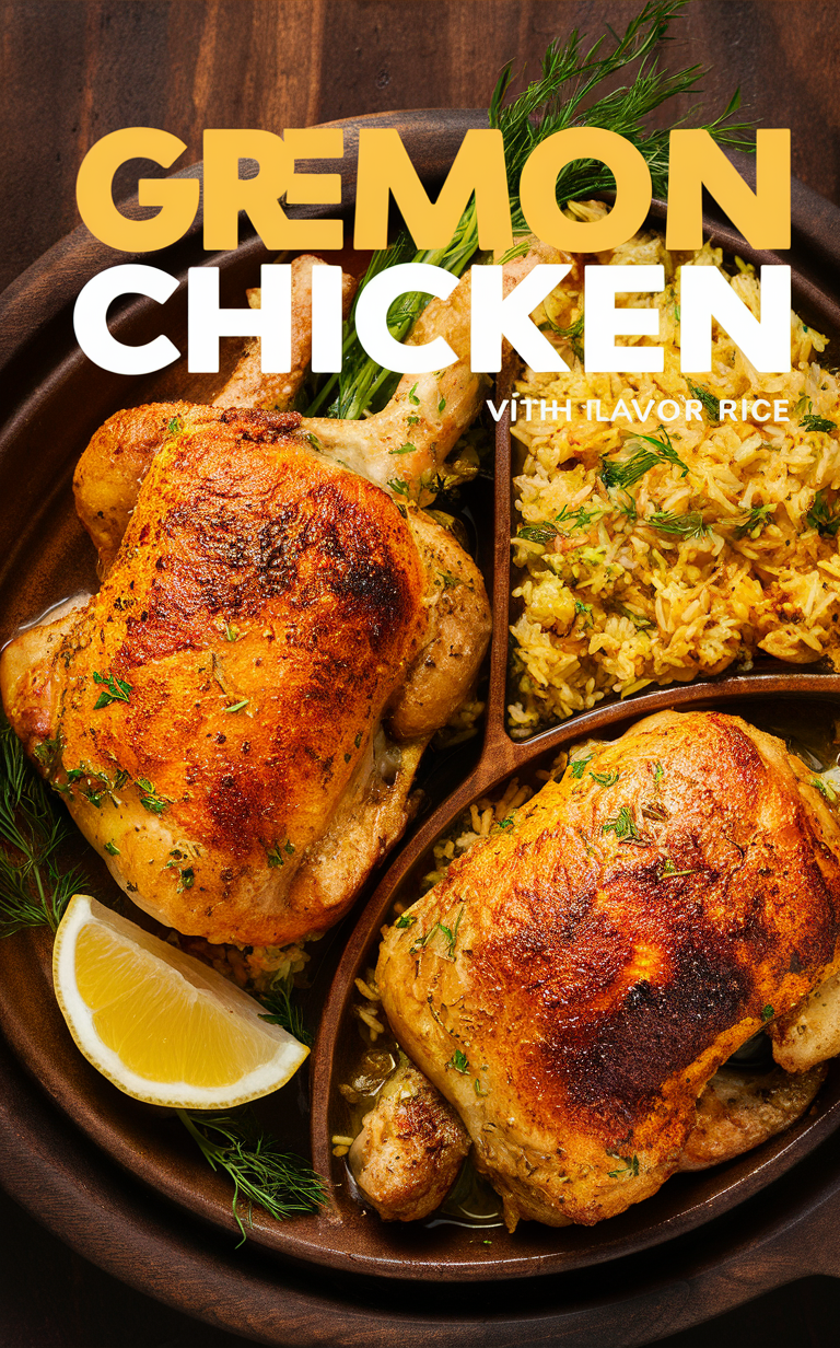 Greek lemon chicken, Greek chicken recipe, Greek rice recipe, lemon chicken marinade, flavorful rice recipe