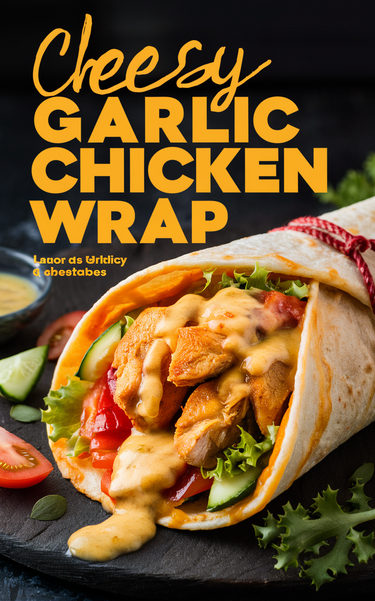 Cheesy Chicken Wraps, Flavored Chicken Wraps, Garlic Chicken Wraps, Savory Chicken Wraps, Gooey Cheese Wraps