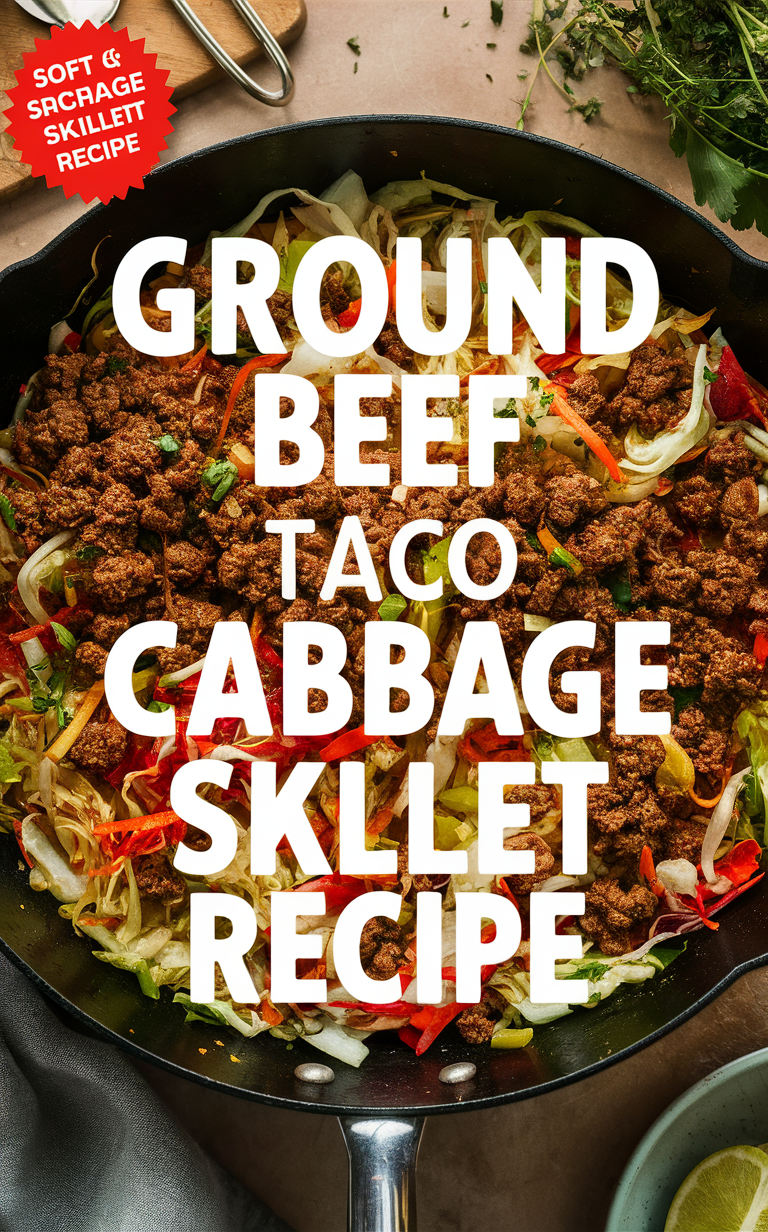 Ground Beef Taco Skillet, Beef Taco Cabbage, Taco Cabbage Recipe, Ground Beef Recipe, Skillet Taco Recipe