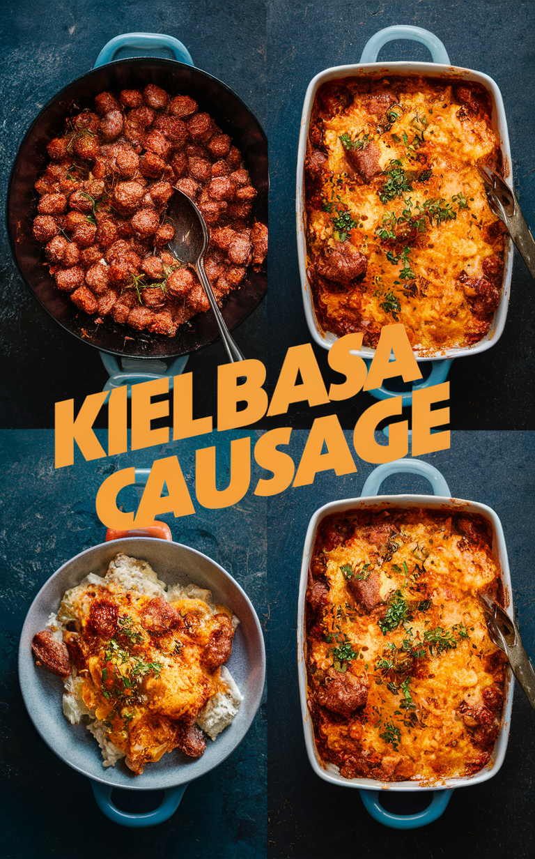 Kielbasa casserole, Cheesy potato casserole, Sausage recipe, Easy casserole, Potluck recipe