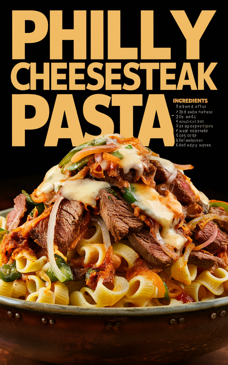 Philly Cheesesteak Pasta, Cheesesteak Pasta Recipe, Philly Cheesesteak Noodle, Steak Pasta Dish, Creamy Cheesesteak Pasta