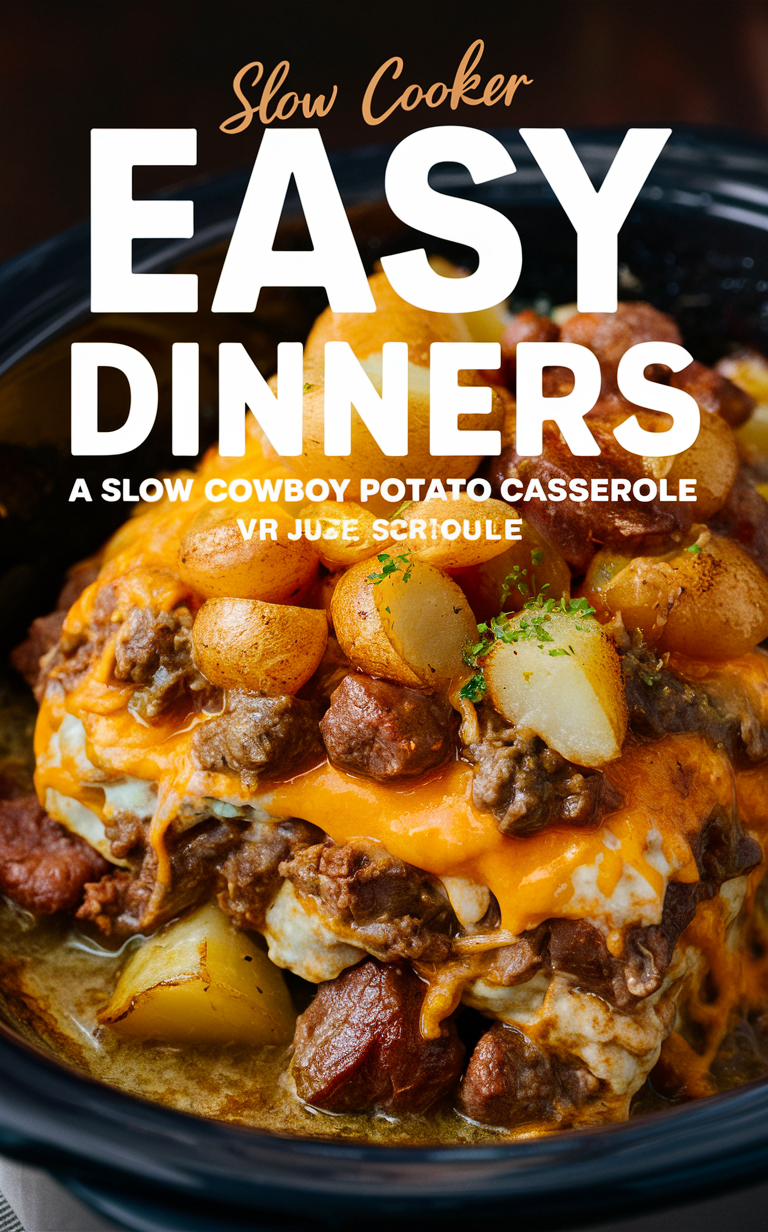 Slow Cooker Cowboy Potato Casserole, Easy Potato Casserole Recipe, Slow Cooker Dinner Recipes, Potato Casserole Casserole, Cowboy Potato Casserole Recipe