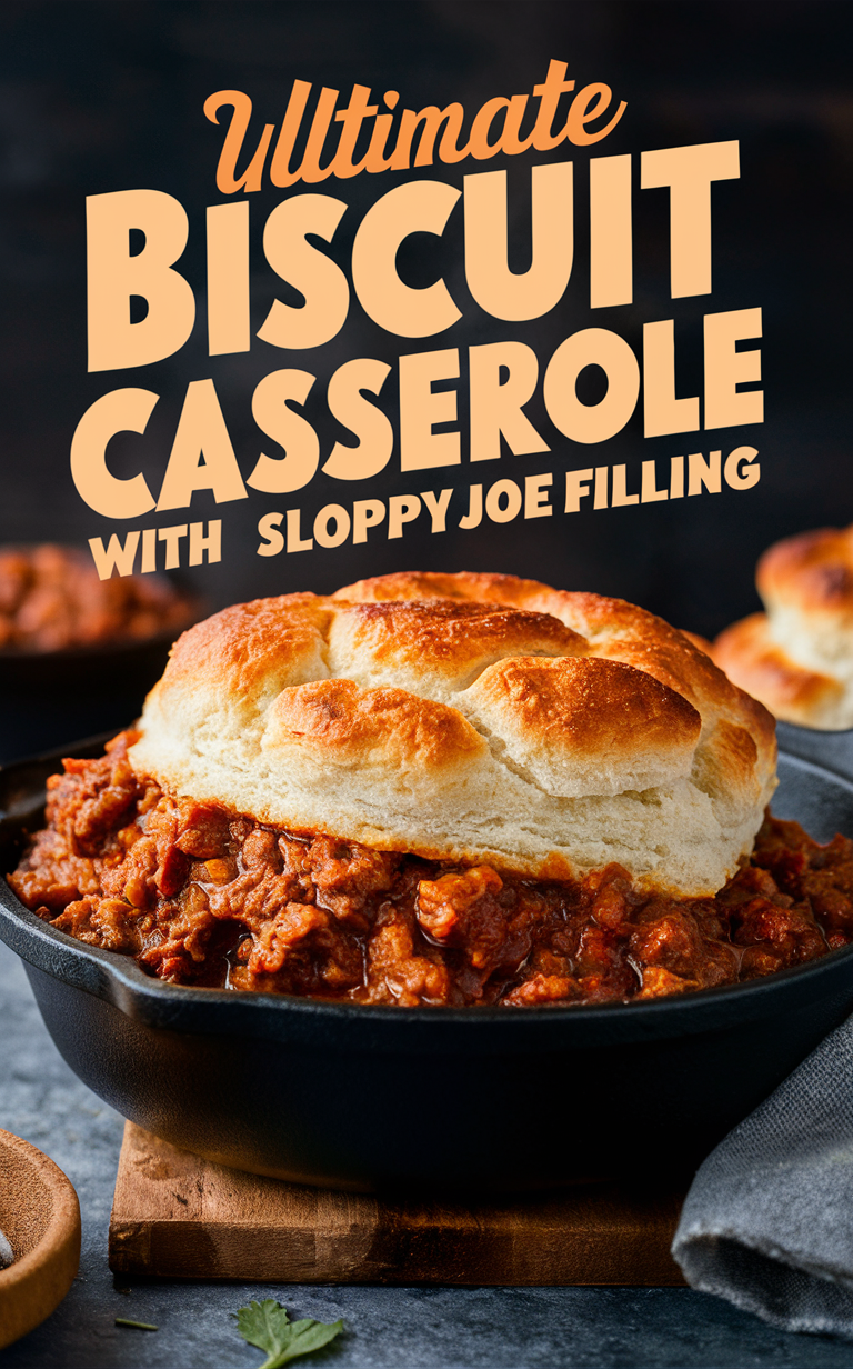 Biscuit casserole recipe, Sloppy Joe casserole, Sloppy Joe biscuit bake, Easy casserole recipe, Ground beef casserole