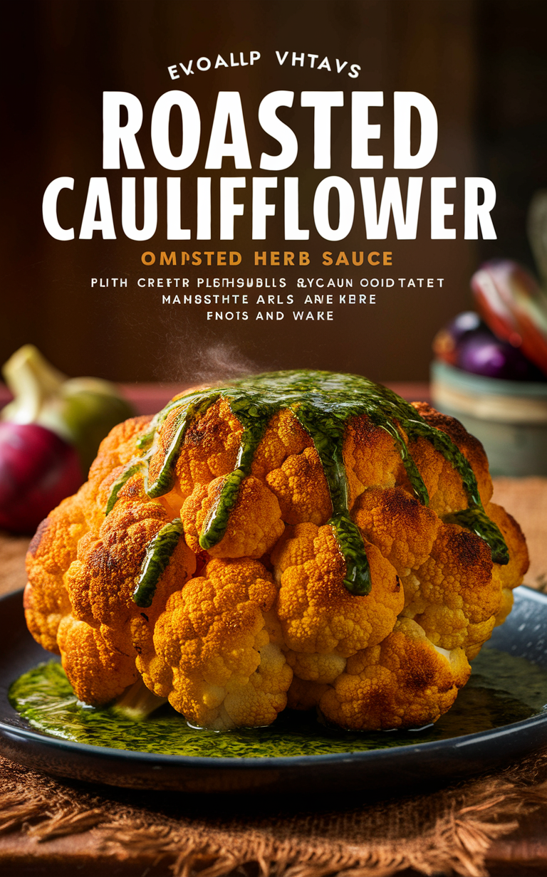 Roasted cauliflower recipe, Vegetarian main dish, Healthy cooking ideas, Plant-based side dish, Easy dinner recipe