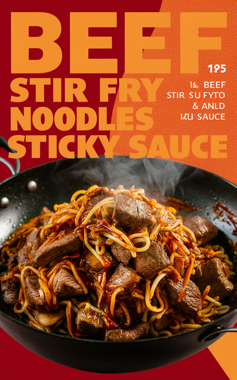 Beef stir fry, Stir fry recipe, Noodle stir fry, Sticky sauce, Asian stir fry