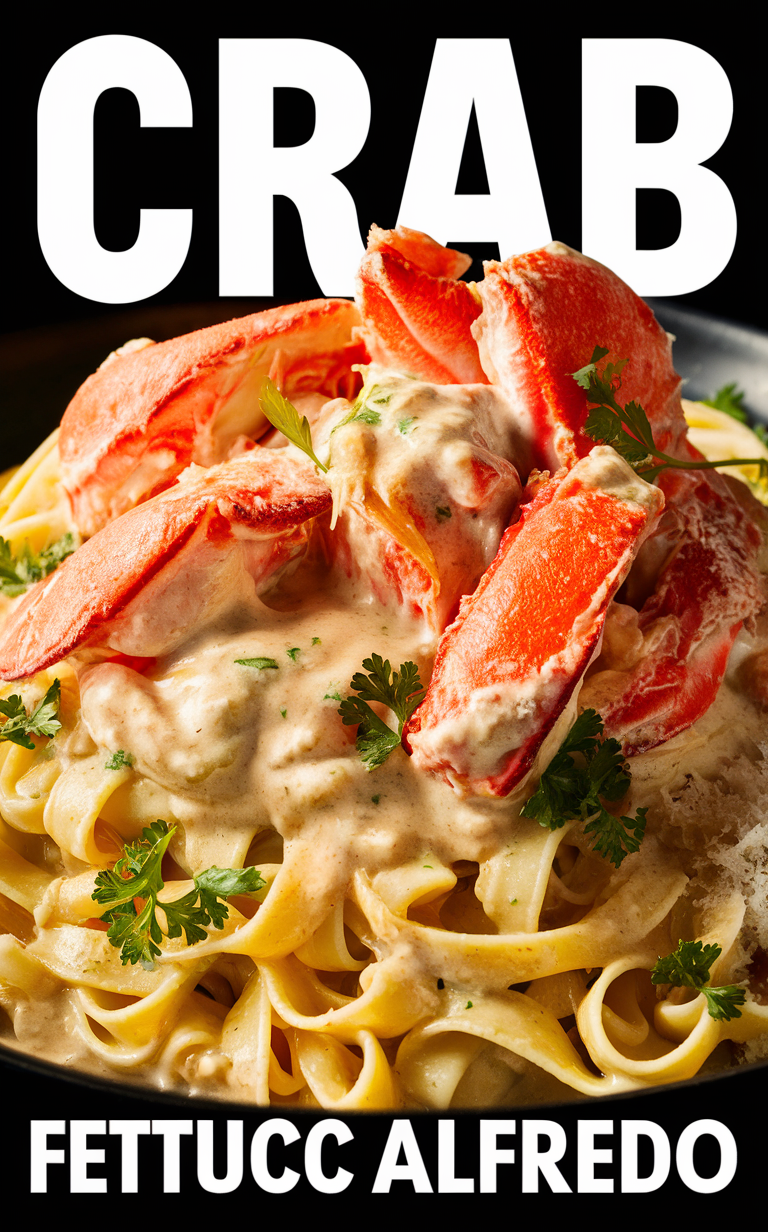 Crab alfredo recipe, Creamy seafood pasta, Gourmet fettuccine alfredo, Decadent crab pasta, Rich alfredo sauce