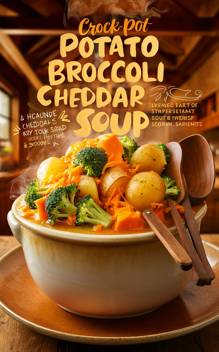 Crockpot soup recipe, Potato cheddar soup, Broccoli cheddar recipe, Slow cooker cheddar soup, Potato broccoli cheddar soup