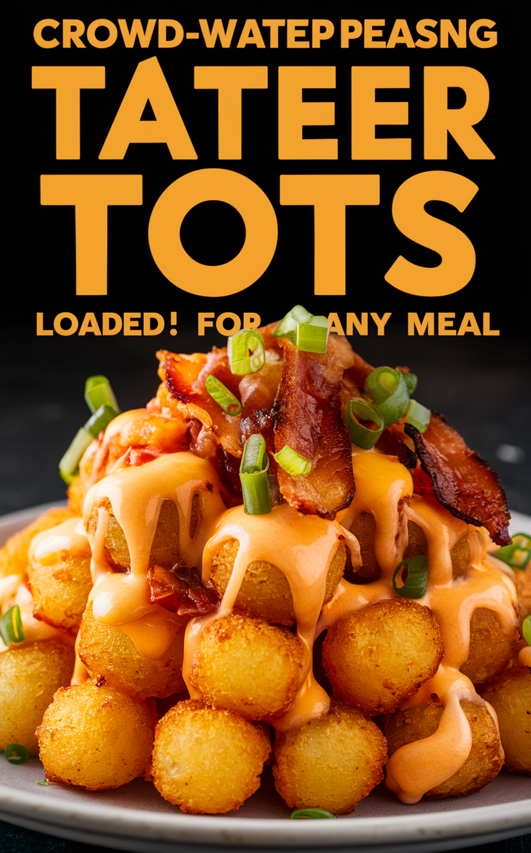 Loaded Tater Tots, Cheesy Potato Snacks, Gourmet Tater Tots, Savory Potato Appetizers, Ultimate Tater Tot Recipe