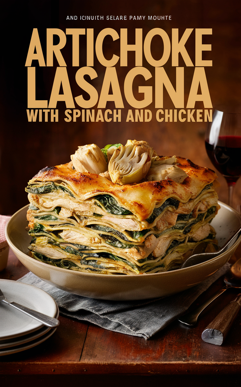 Artichoke Lasagna Recipe, Spinach Chicken Lasagna, Homemade Artichoke Lasagna, Gourmet Chicken Lasagna, Spinach Artichoke Casserole