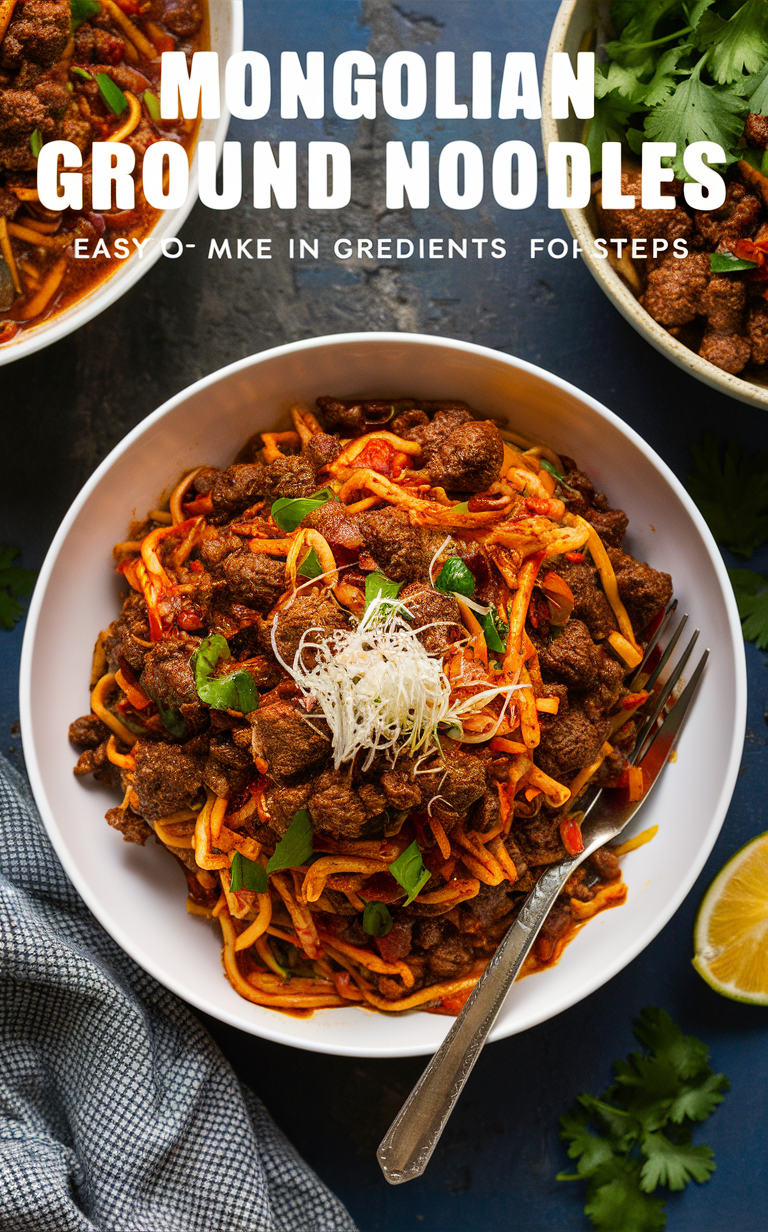 Mongolian beef recipe, Mongolian ground beef, easy noodle recipe, quick dinner recipe, beef noodle stir fry