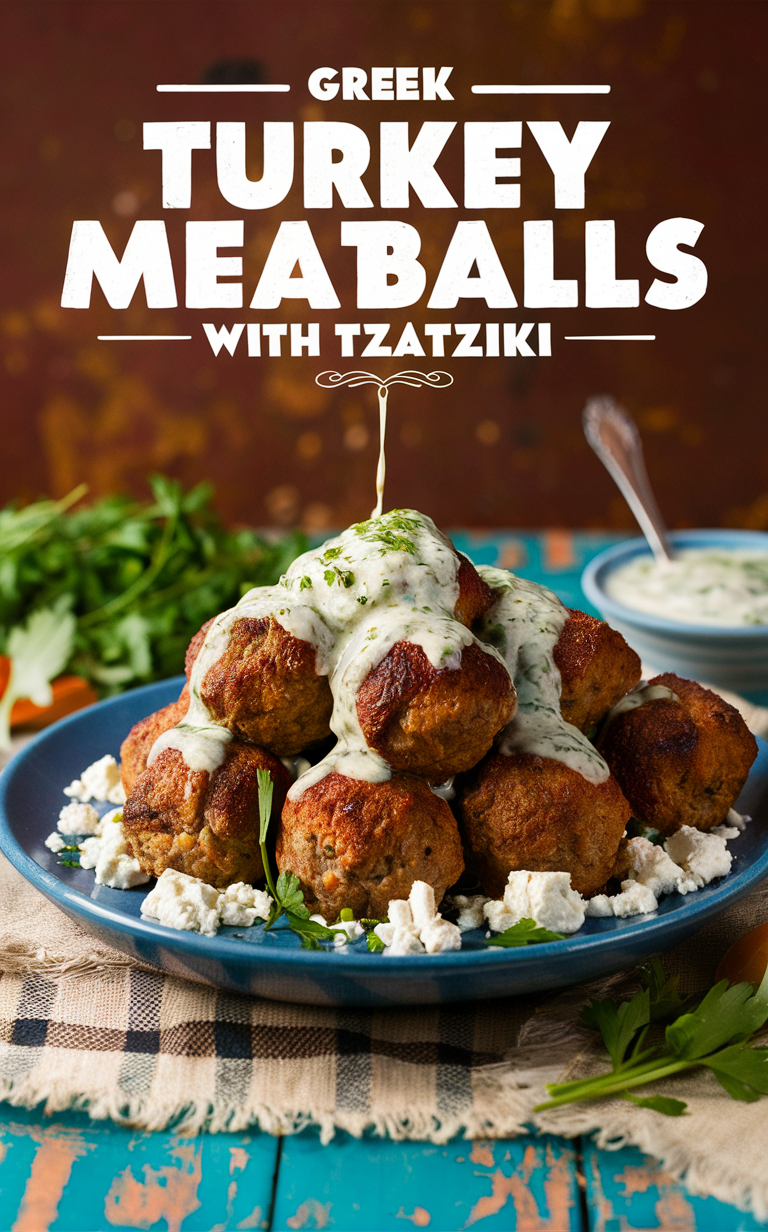 Greek meatball recipe, Tzatziki sauce recipe, Mediterranean meatball recipe, Healthy Greek recipes, Authentic Greek cuisine