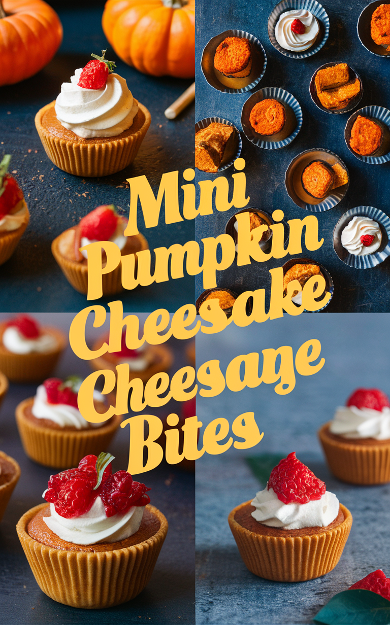 Pumpkin cheesecake recipe, Pumpkin dessert, Mini cheesecake bites, Thanksgiving dessert, Fall treats