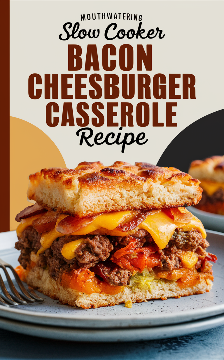 slow cooker casserole, bacon cheeseburger recipe, crockpot bacon cheeseburger, cheeseburger casserole, slow cooker cheeseburger