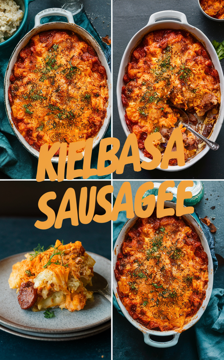 Cheesy potato casserole, Kielbasa sausage, Easy casserole recipe, Cheesy Kielbasa casserole, Potato casserole recipe